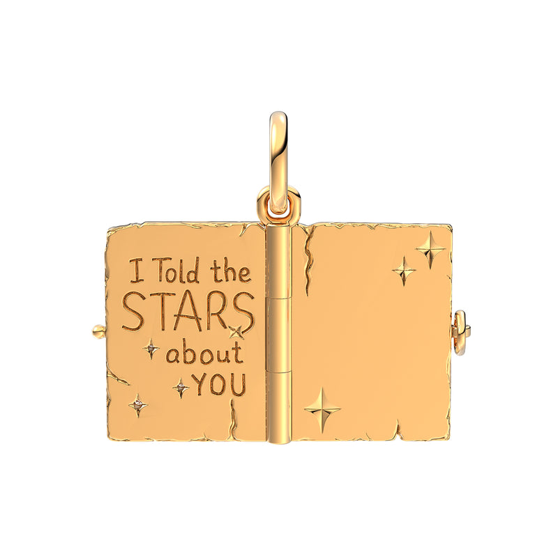 Openable Book Dangle Charm - 14ct Gold Plated