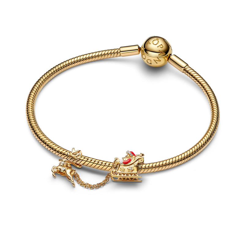 Santa Sleigh Charm - 14ct Gold Plated