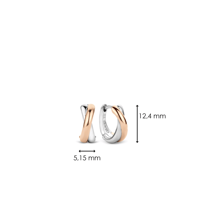 Milano Crossover Huggie Hoop Earrings - Rose/Silver - 7667SR
