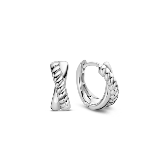 Crossover Hoop Earrings - Silver - 7667ST