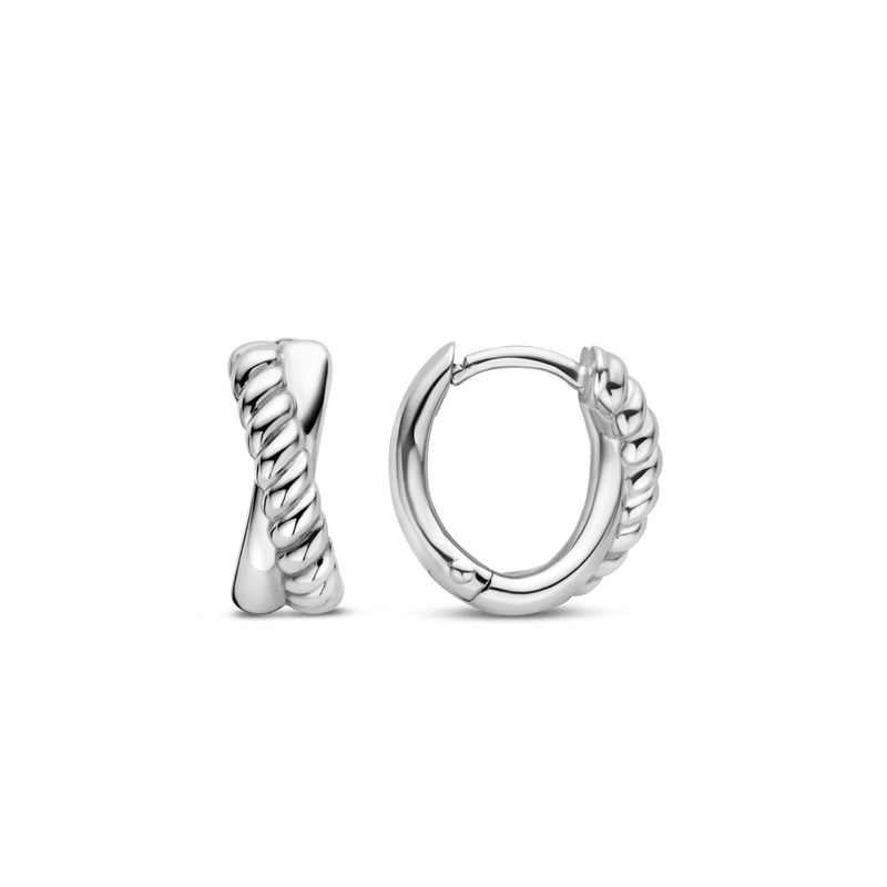 Crossover Hoop Earrings - Silver - 7667ST