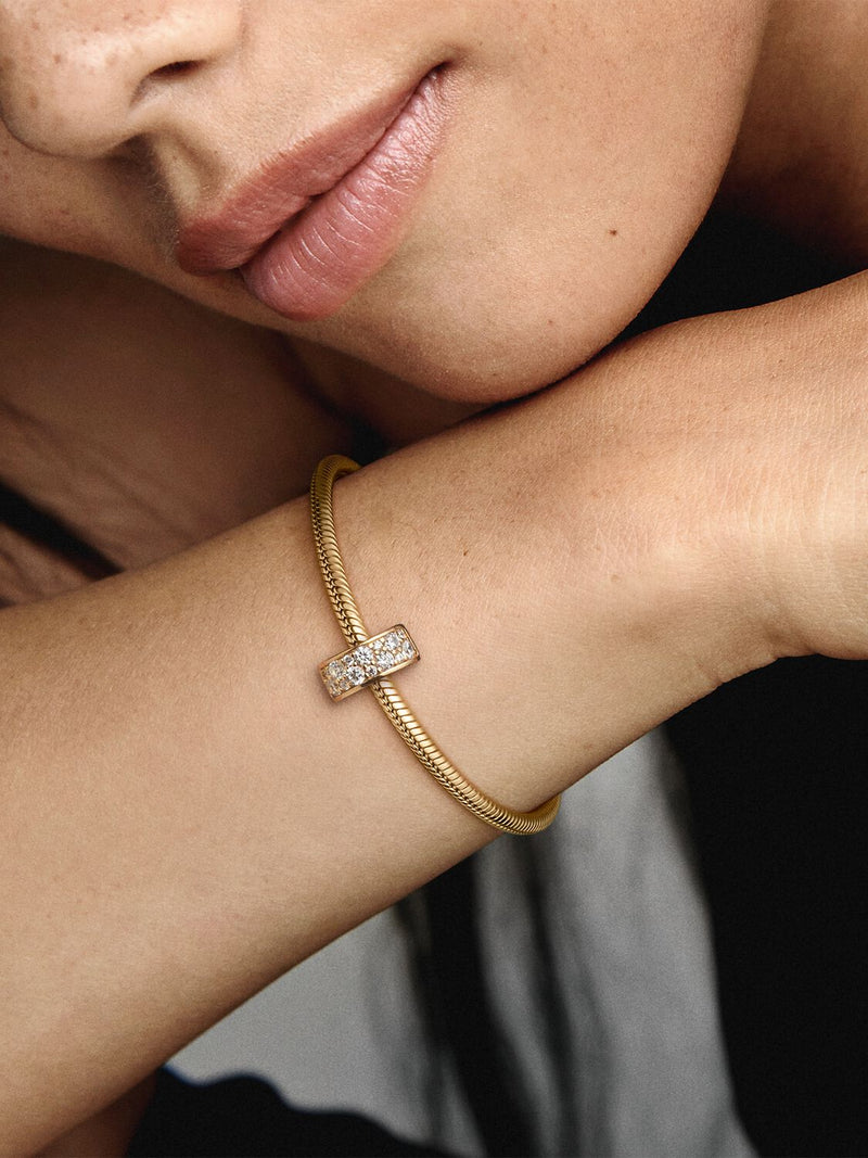 Clear Pavé Clip Charm - 14ct Gold Plated - 768658C01