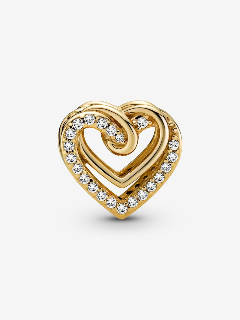 Sparkling Entwined Hearts Charm - 14ct Gold Plated - 769270C01