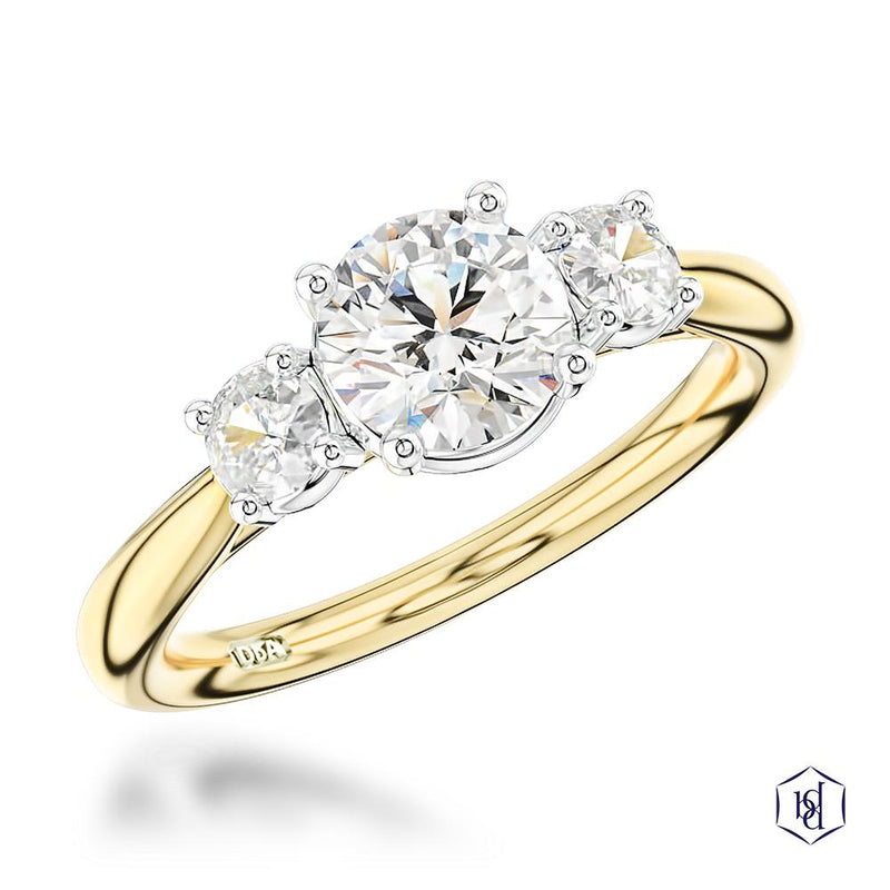 Aldany 18ct Yellow Gold Three Stone Diamond Engagement Ring - 1.02ct