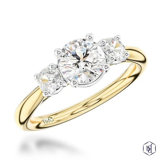 Aldany 18ct Yellow Gold Three Stone Diamond Engagement Ring - 1.02ct