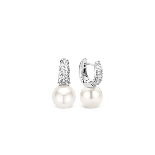 Milano Pavé Zirconia & Pearl Earrings - Silver - 7750PW