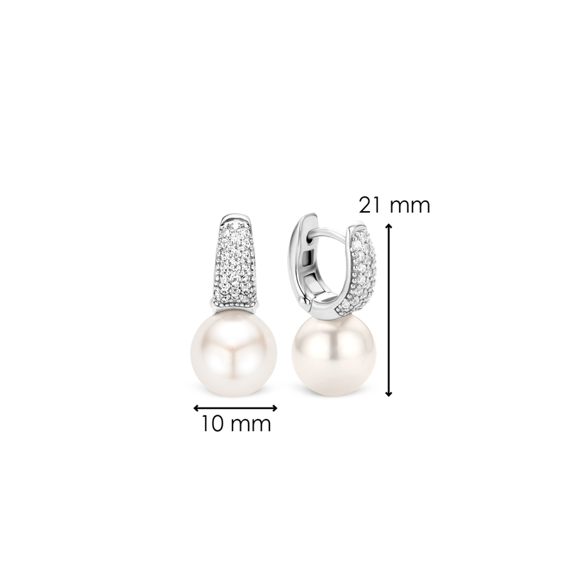 Milano Pavé Zirconia & Pearl Earrings - Silver - 7750PW