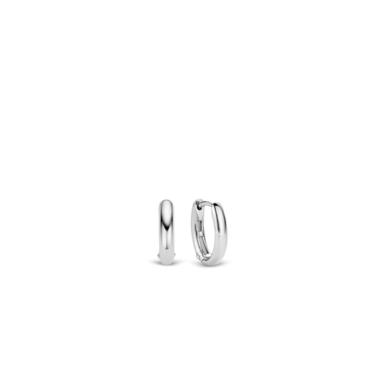 Milano Oval Hoop Earrings - Silver - 7759SI
