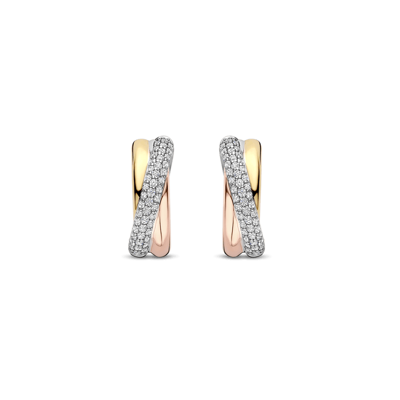 Milano Tricolour Hoop Earrings - Silver/Gold/Rose - 78012ZT