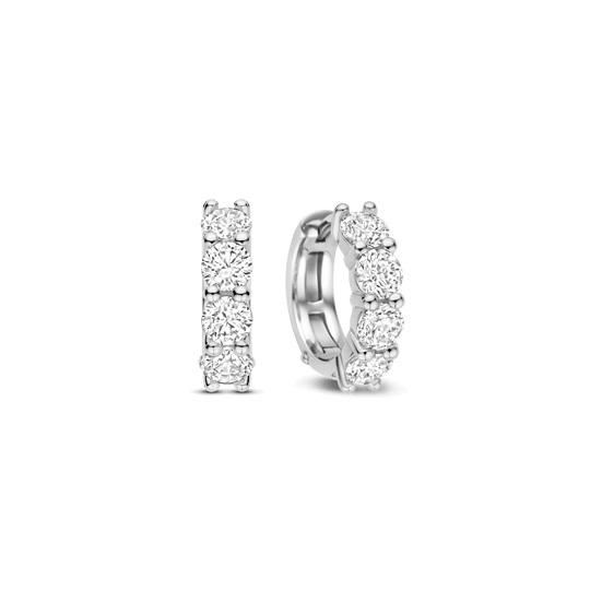 Milano CZ Slim Huggie Hoop Earrings - Silver - 78023ZI