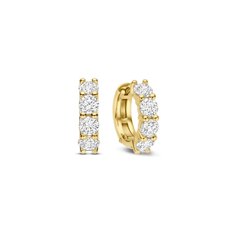 Milano CZ Slim Huggie Hoop Earrings - Gold - 78023ZY