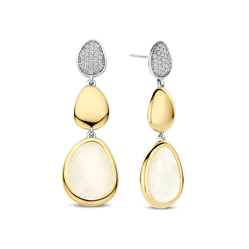 Milano Pavé-Set Triple Drop Earrings - Gold/Silver - 78028MW