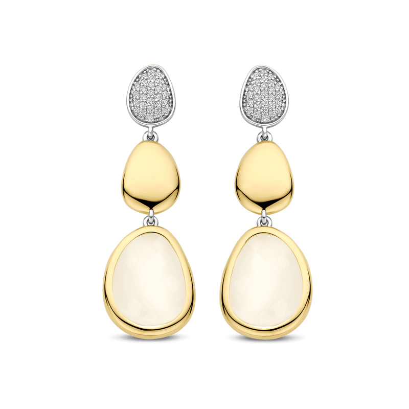 Milano Pavé-Set Triple Drop Earrings - Gold/Silver - 78028MW