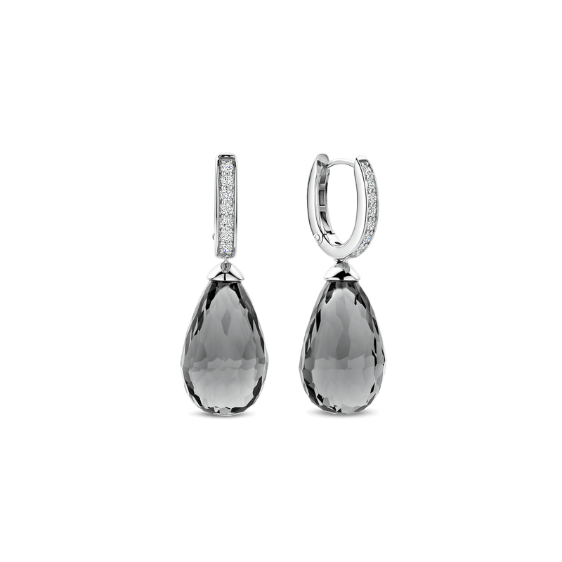 Milano Grey Stone Drop Earrings - Silver - 78038GG