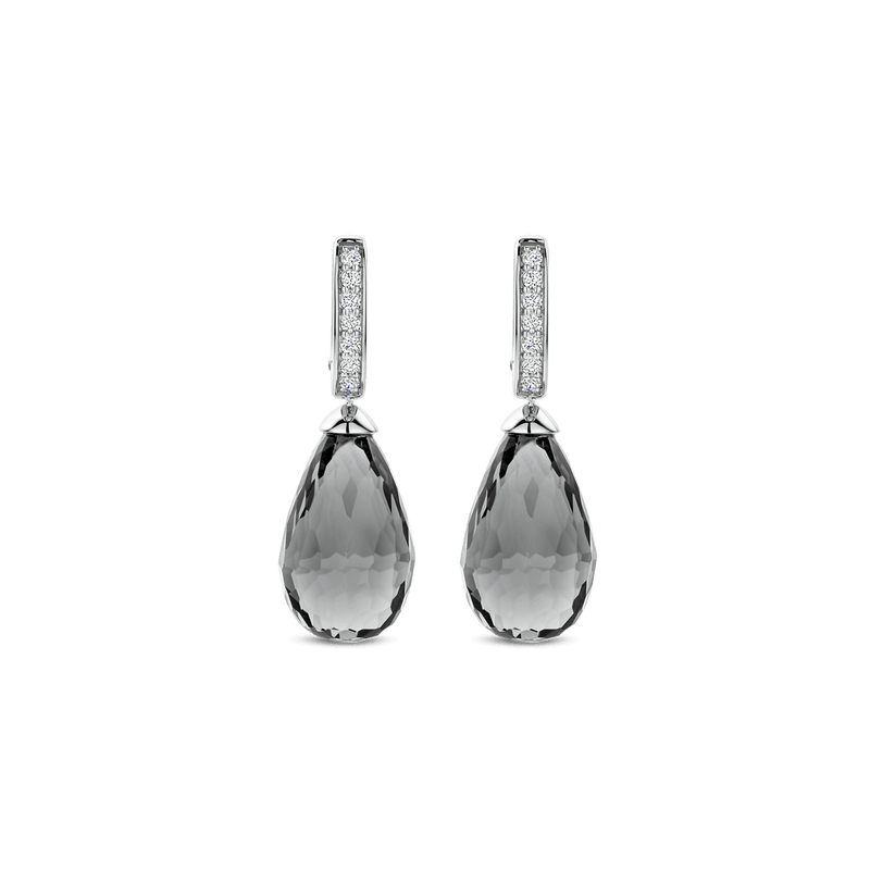 Milano Grey Stone Drop Earrings - Silver - 78038GG