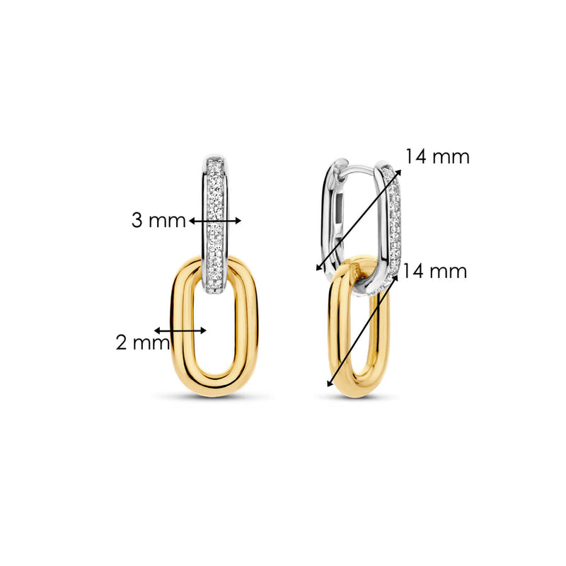Milano CZ Chain Link Earrings - Silver/Gold - 7831ZY