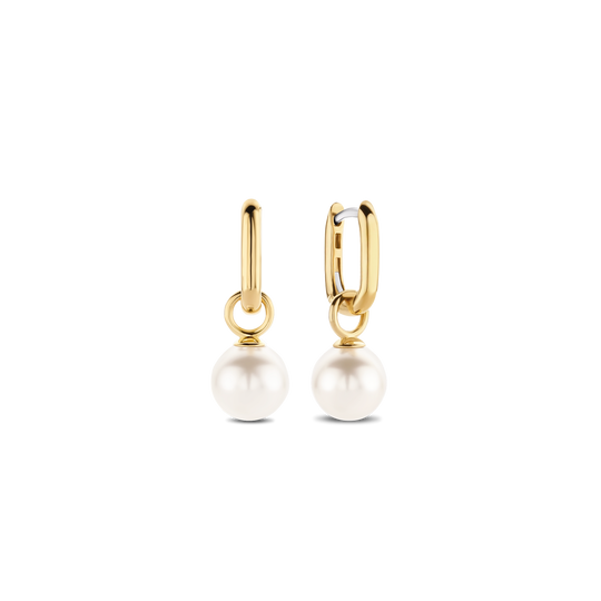 Milano Pearl Ear Hoops - Gold - 7848PW