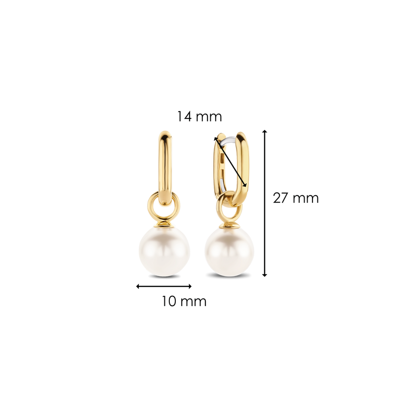 Milano Pearl Ear Hoops - Gold - 7848PW