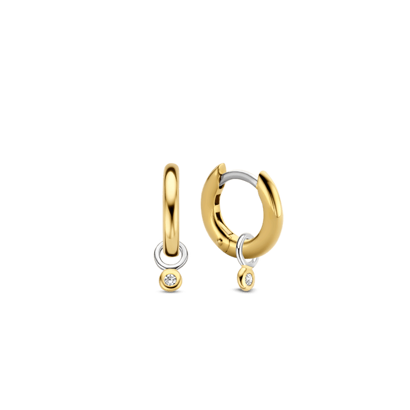 Milano CZ Charm Hoop Earrings - Gold - 7868ZY