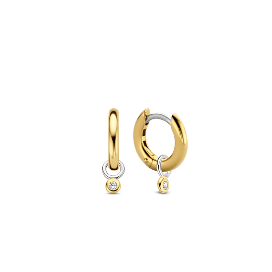 Milano CZ Charm Hoop Earrings - Gold - 7868ZY