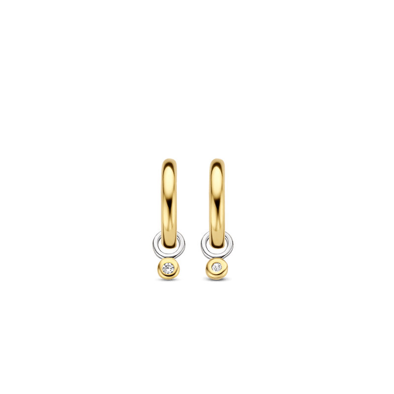 Milano CZ Charm Hoop Earrings - Gold - 7868ZY