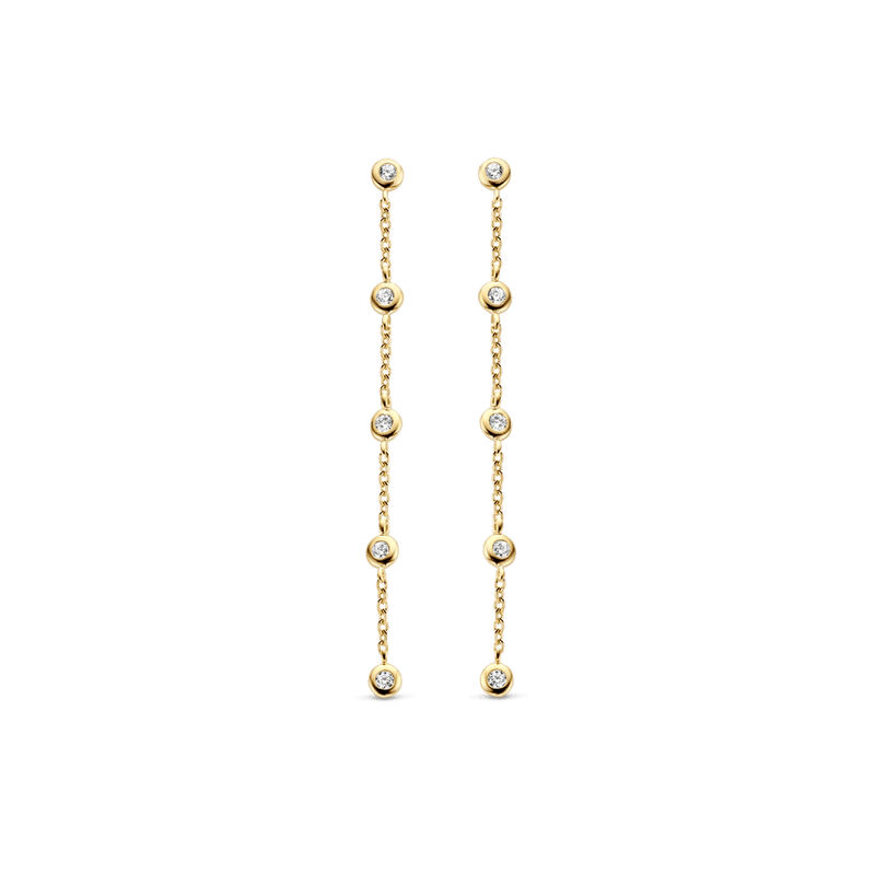 Milano CZ Chain Drop Earrings - Gold - 7869ZY