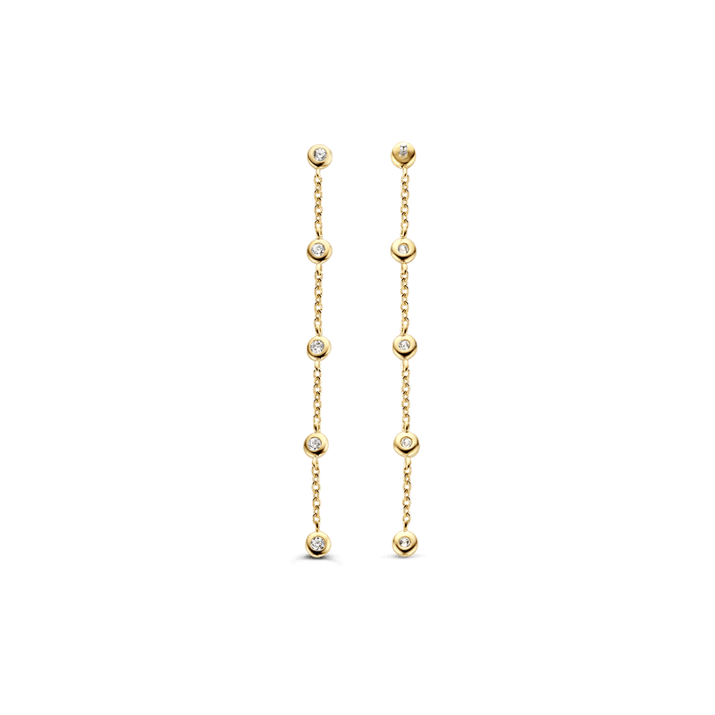 Milano CZ Chain Drop Earrings - Gold - 7869ZY