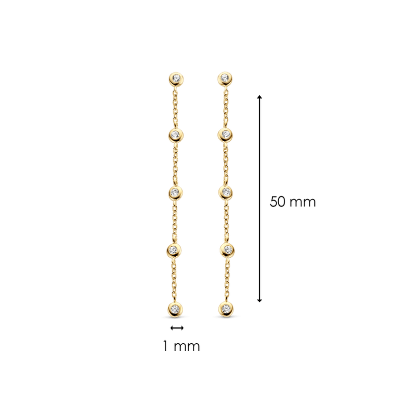Milano CZ Chain Drop Earrings - Gold - 7869ZY