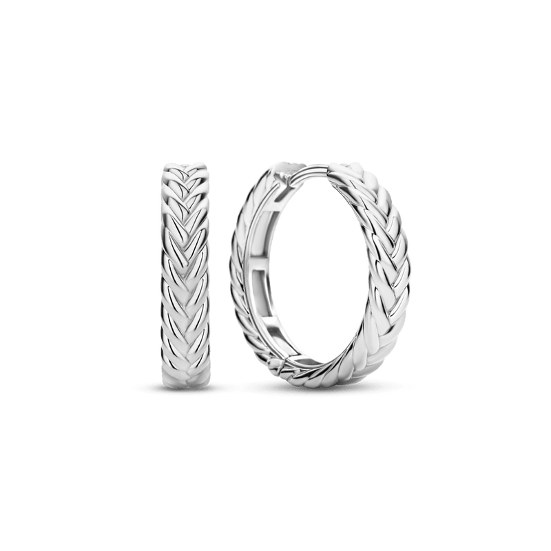 Braided Hoop Earrings - Silver - 7883SI