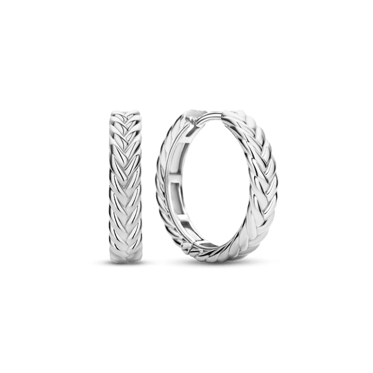 Braided Hoop Earrings - Silver - 7883SI