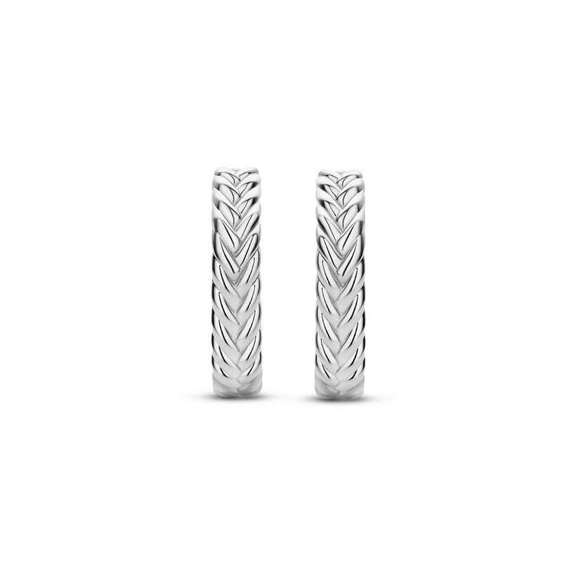 Braided Hoop Earrings - Silver - 7883SI