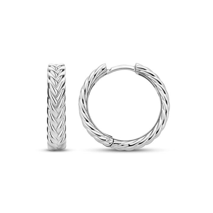 Braided Hoop Earrings - Silver - 7883SI