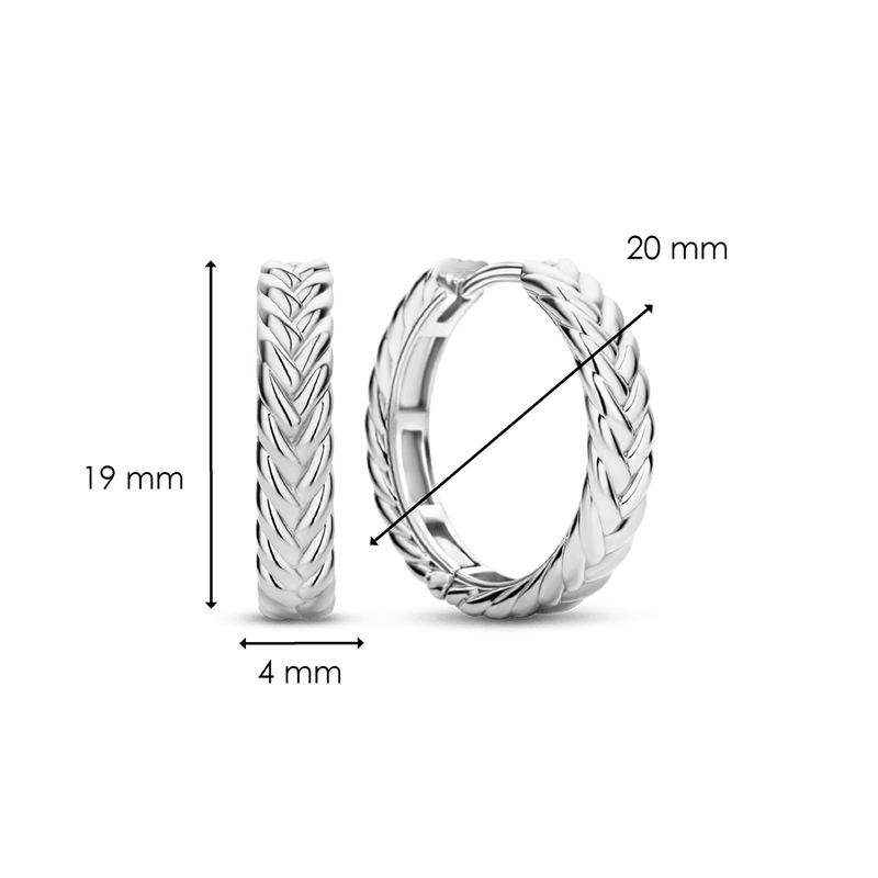 Braided Hoop Earrings - Silver - 7883SI