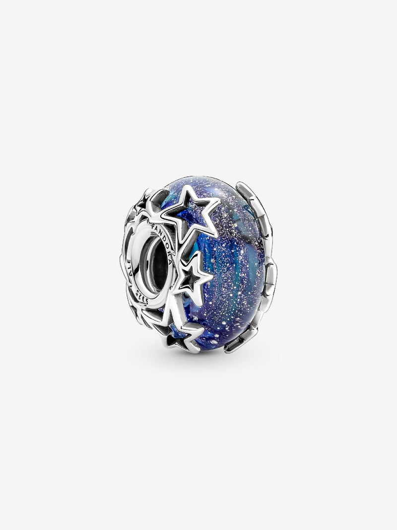Galaxy Blue & Star Murano Charm - Sterling Silver - 790015C00