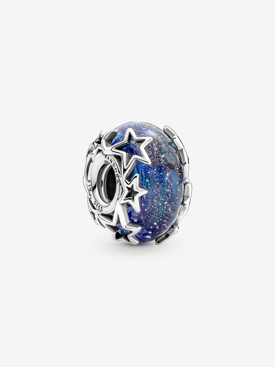 Galaxy Blue & Star Murano Charm - Sterling Silver - 790015C00
