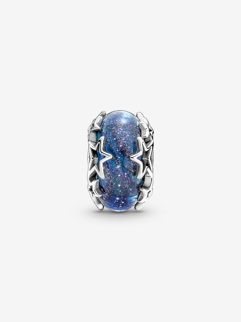 Galaxy Blue & Star Murano Charm - Sterling Silver - 790015C00