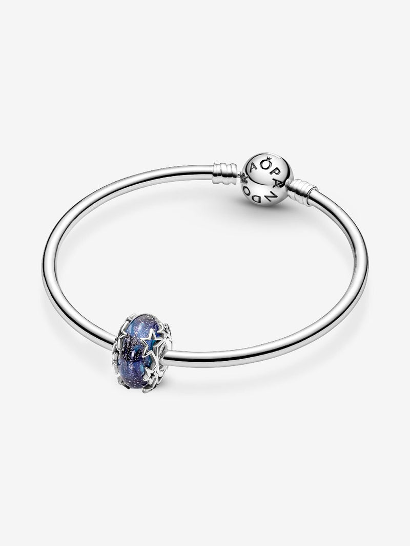 Galaxy Blue & Star Murano Charm - Sterling Silver - 790015C00