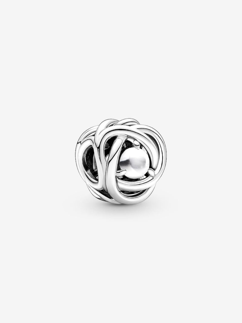 Braided Openwork Silver Charm - June  Birthstone - Sterling Silver - 790064C04