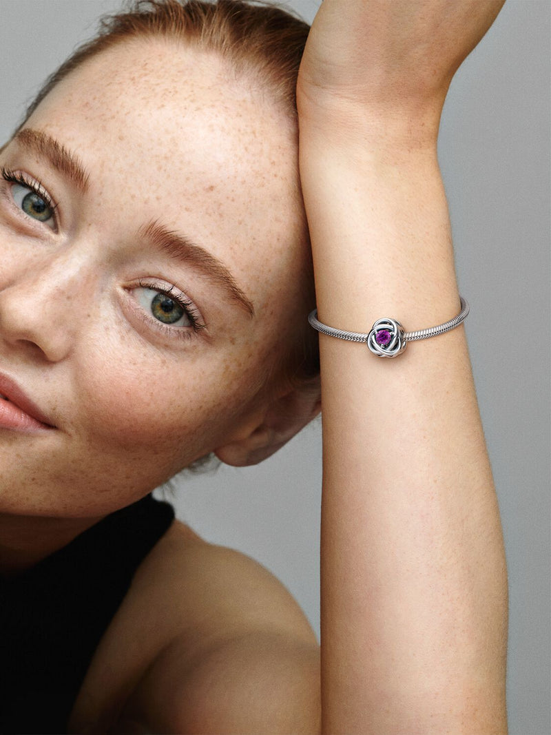 Braided Openwork Silver Charm - February Birthstone - Sterling Silver - 790065C02