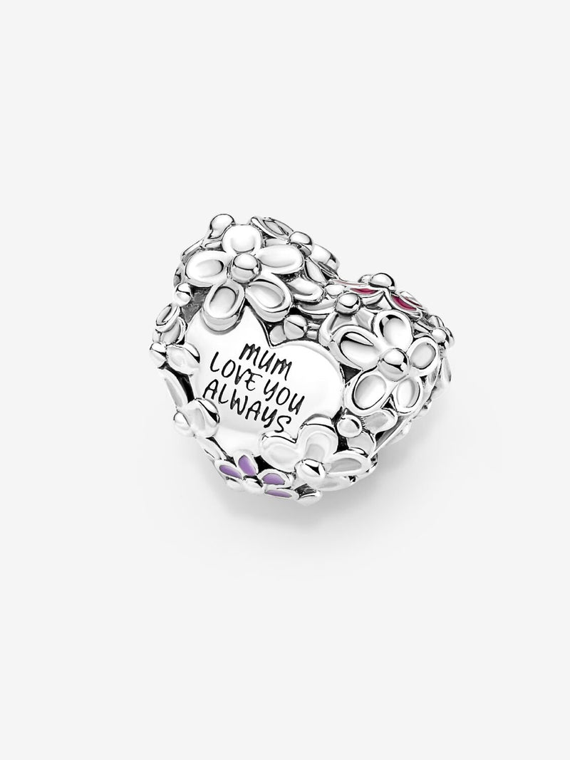 Mum Daisy Heart Charm - Sterling Silver - 791155C01