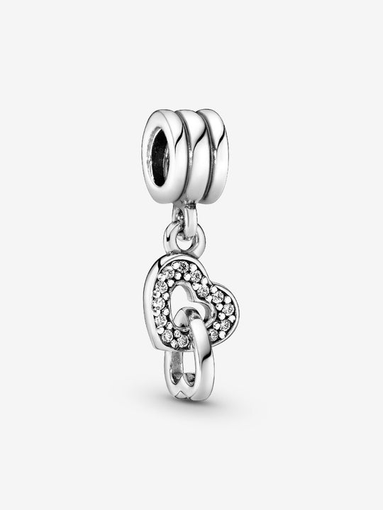 Interlocking Hearts Dangle Charm - Sterling Silver - 791242CZ
