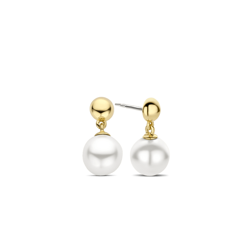 Milano 8mm Pearl Drop Earrings - Gold - 7912YP