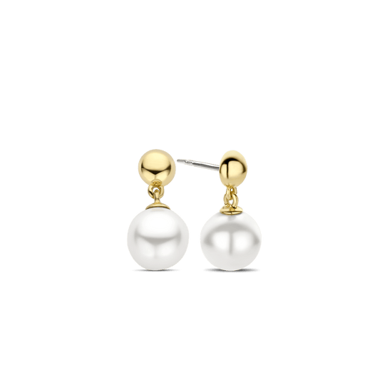 Milano 8mm Pearl Drop Earrings - Gold - 7912YP
