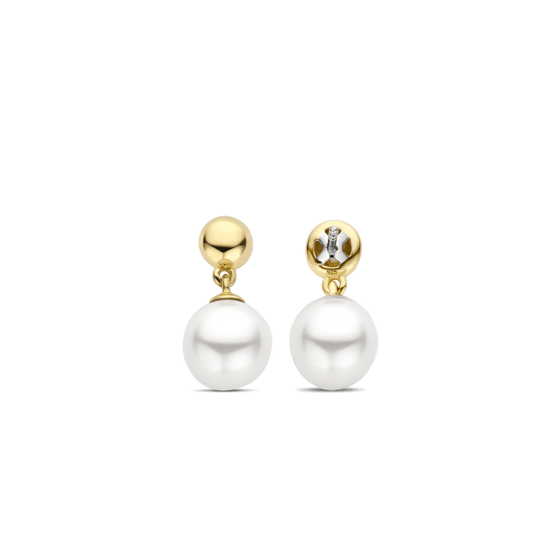 Milano 8mm Pearl Drop Earrings - Gold - 7912YP