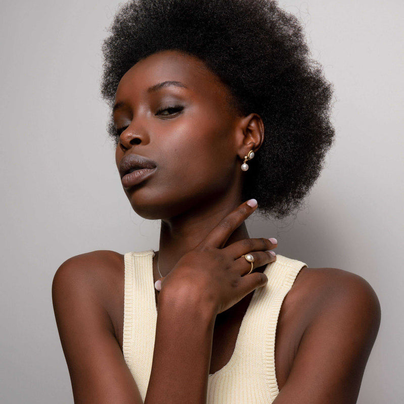 Milano 8mm Pearl Drop Earrings - Gold - 7912YP