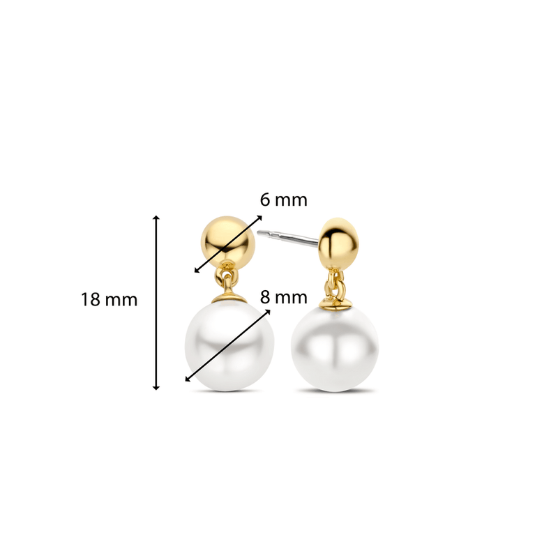 Milano 8mm Pearl Drop Earrings - Gold - 7912YP