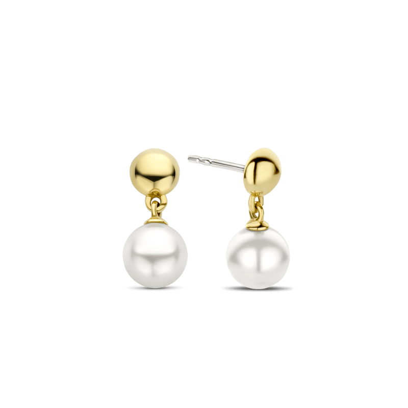 Milano 10mm Pearl Drop Earrings - Gold - 7913YP