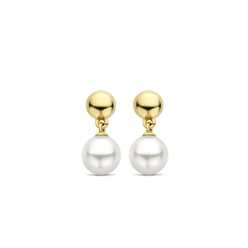 Milano 10mm Pearl Drop Earrings - Gold - 7913YP