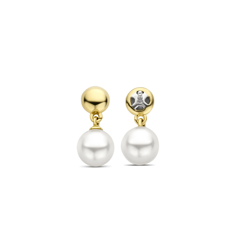Milano 10mm Pearl Drop Earrings - Gold - 7913YP