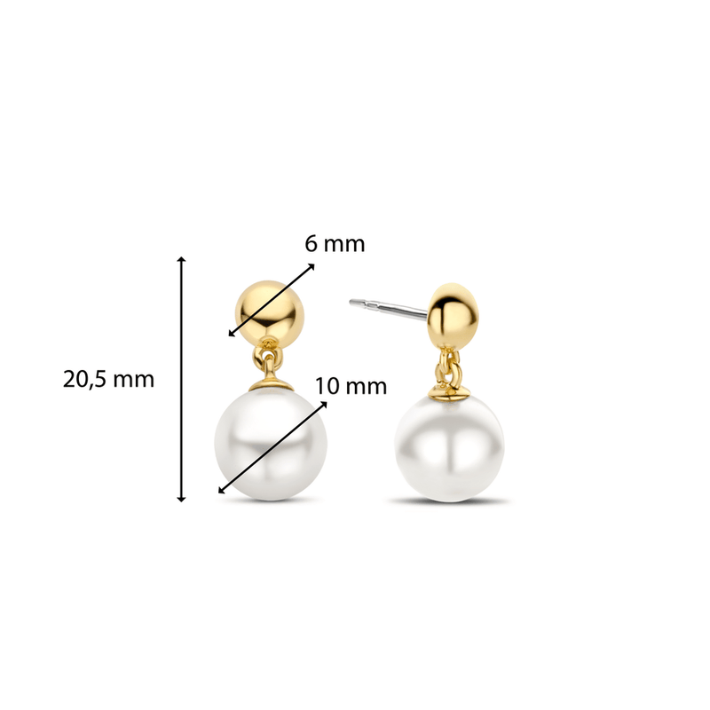 Milano 10mm Pearl Drop Earrings - Gold - 7913YP